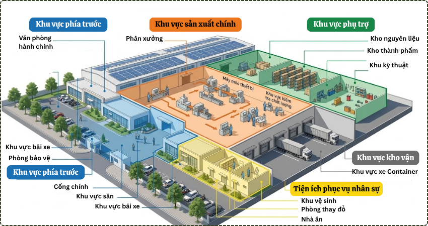 Sơ đồ phân khu chức năng nhà máy sản xuất