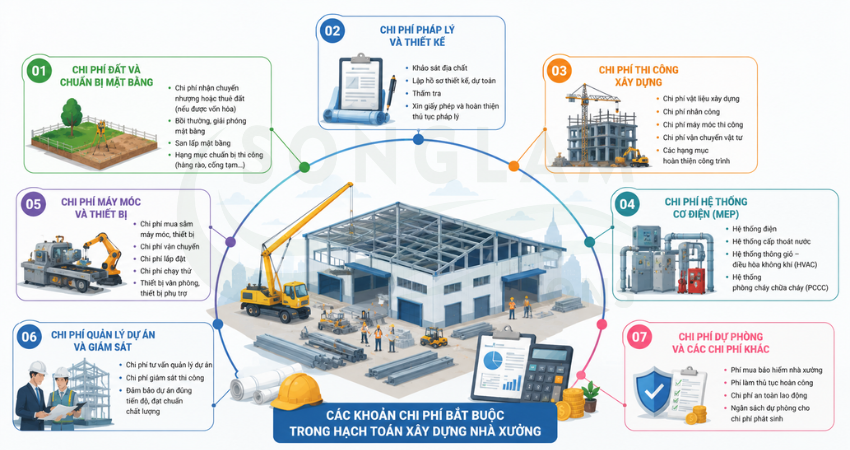 Các khoảng chi phí bắt buộc trong hạch toán xây dựng nhà xưởng
