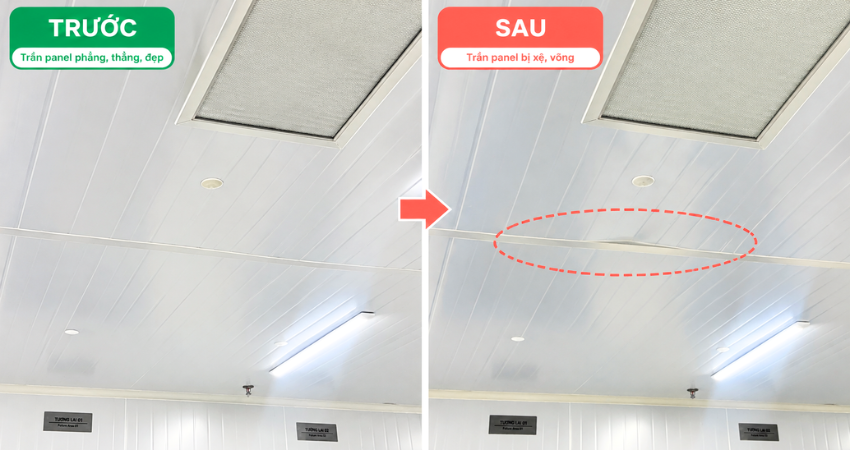 Tình trạng trần panel sau một thời gian hoạt động